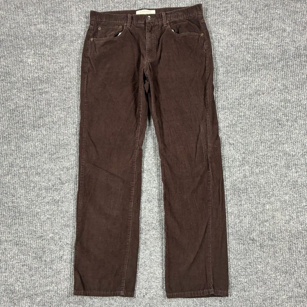Sonoma Life + Style Mens Pants Size 34x32 Brown Corduroy Straight Leg Mid Rise
